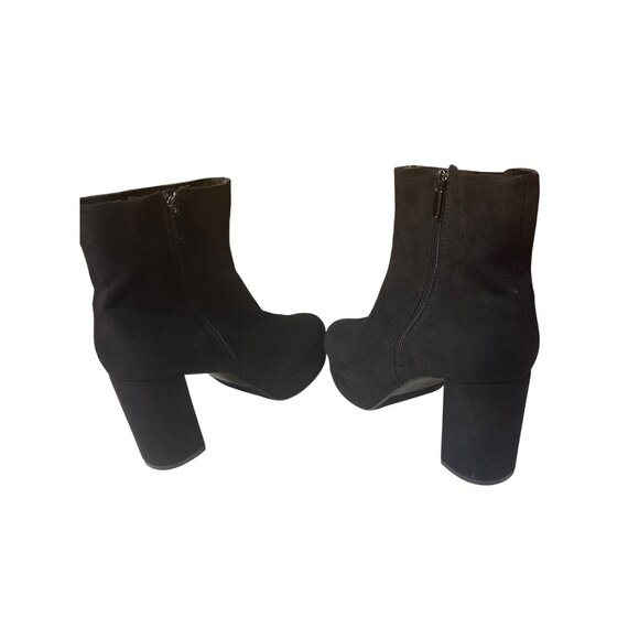 Torrid 9.5WW Black Platform Block Heel Ankle Boots Stretch Fabric Side Zip Women - Picture 5 of 7